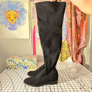 Marc Fisher Black Glitter Over the Knee Boots - 7